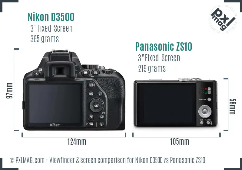 Nikon D3500 vs Panasonic ZS10 Screen and Viewfinder comparison