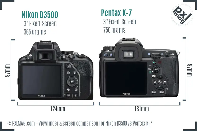 Nikon D3500 vs Pentax K-7 Screen and Viewfinder comparison Nikon D3500 vs Pentax K-7 Screen and Viewfinder comparison