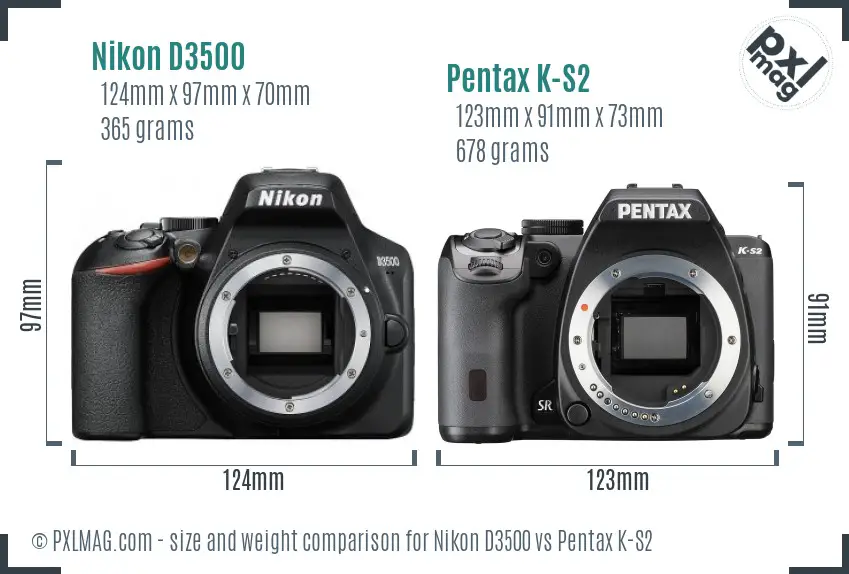 Nikon D3500 vs Pentax K-S2 size comparison