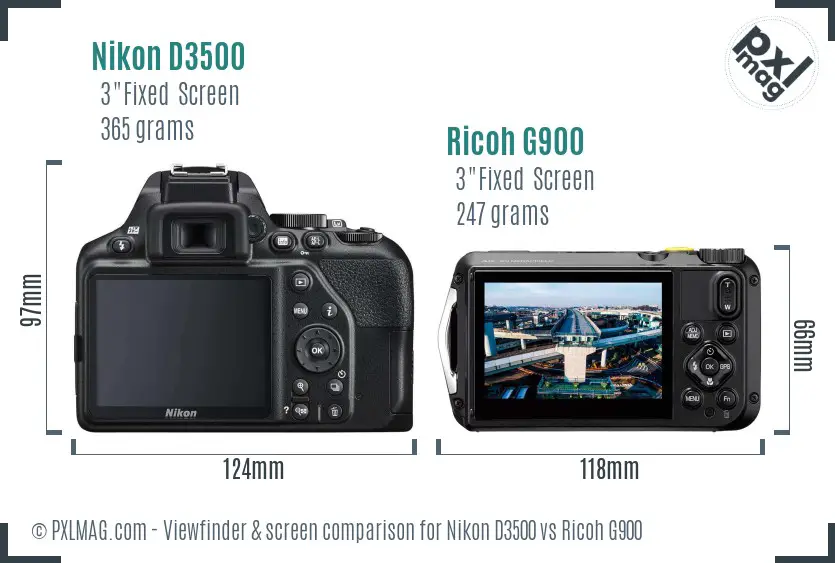 Nikon D3500 vs Ricoh G900 Screen and Viewfinder comparison