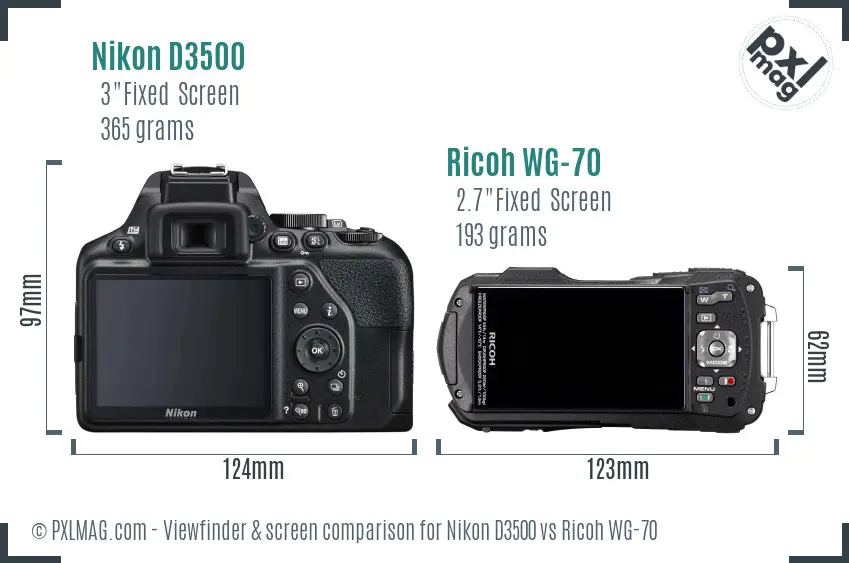 Nikon D3500 vs Ricoh WG-70 Screen and Viewfinder comparison