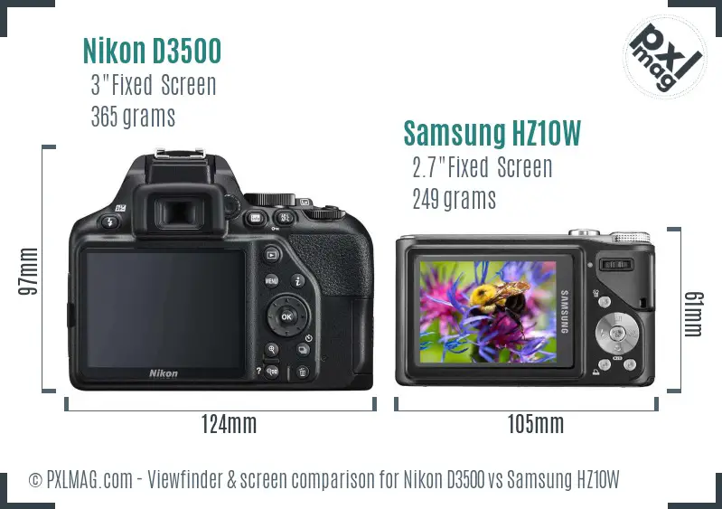 Nikon D3500 vs Samsung HZ10W Screen and Viewfinder comparison