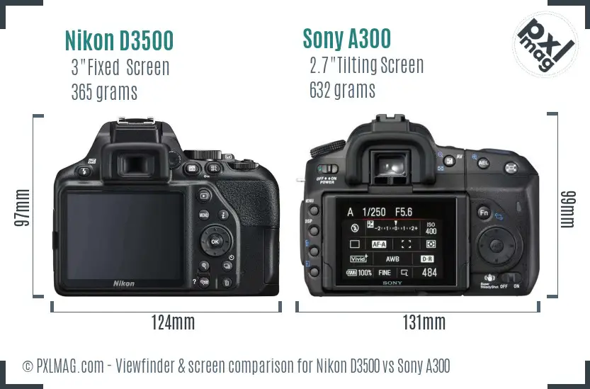 Nikon D3500 vs Sony A300 Screen and Viewfinder comparison