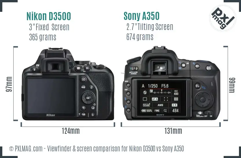 Nikon D3500 vs Sony A350 Screen and Viewfinder comparison