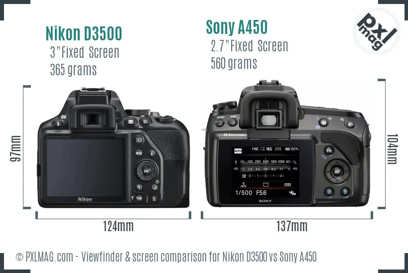 Nikon D3500 vs Sony A450 Screen and Viewfinder comparison