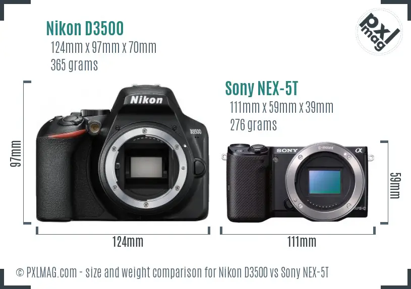 Nikon D3500 vs Sony NEX-5T size comparison