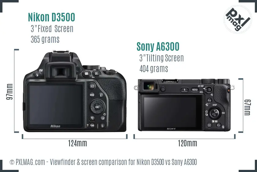 Nikon D3500 vs Sony A6300 Screen and Viewfinder comparison
