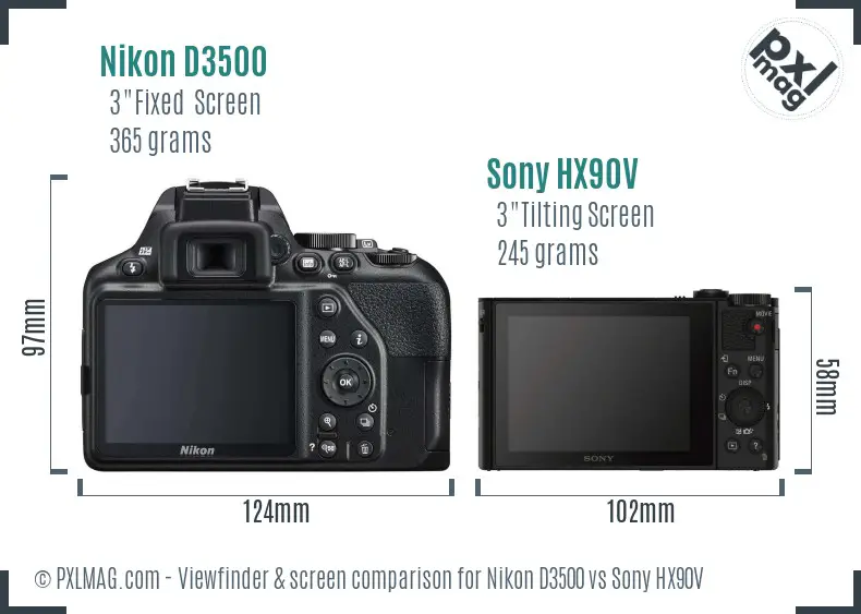 Nikon D3500 vs Sony HX90V Screen and Viewfinder comparison