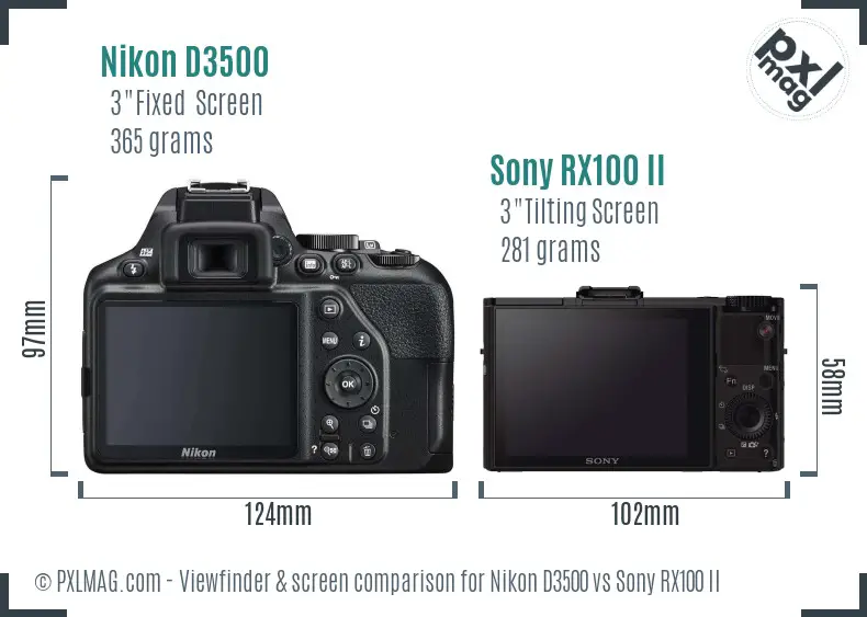 Nikon D3500 vs Sony RX100 II Screen and Viewfinder comparison
