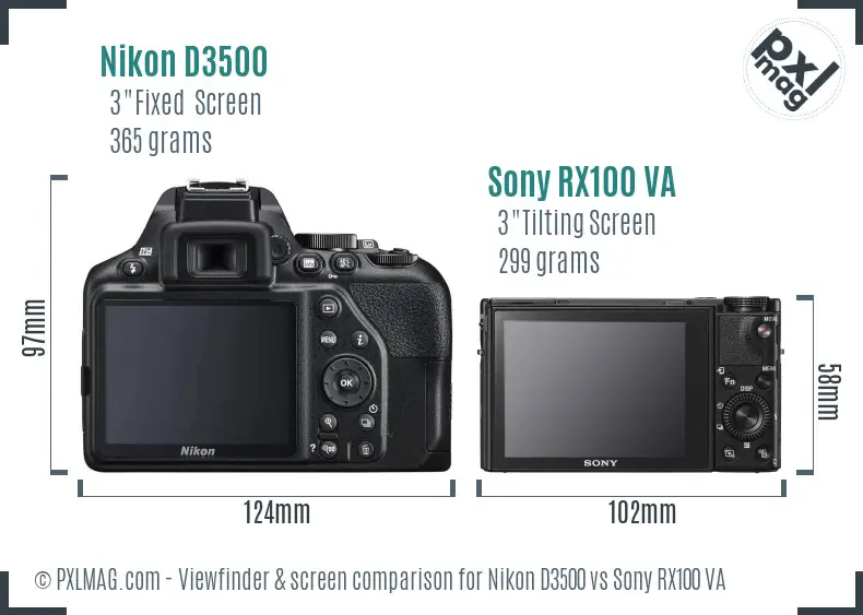 Nikon D3500 vs Sony RX100 VA Screen and Viewfinder comparison