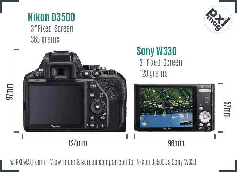 Nikon D3500 vs Sony W330 Screen and Viewfinder comparison