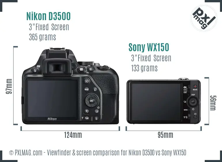Nikon D3500 vs Sony WX150 Screen and Viewfinder comparison