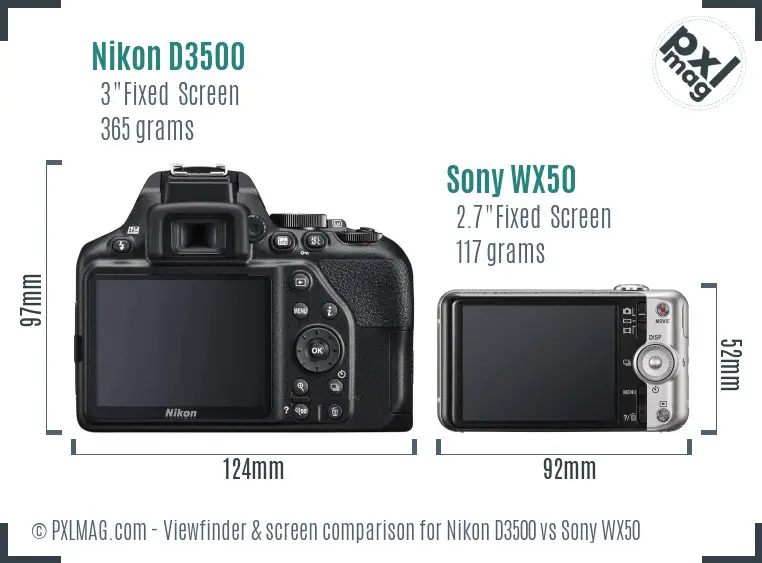 Nikon D3500 vs Sony WX50 Screen and Viewfinder comparison