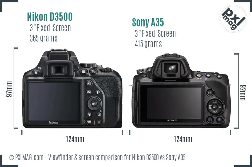 Nikon D3500 vs Sony A35 Screen and Viewfinder comparison