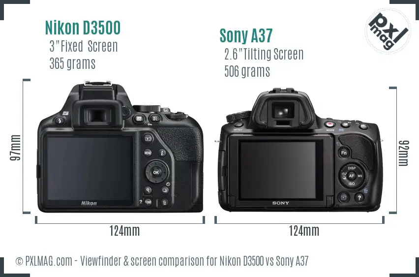 Nikon D3500 vs Sony A37 Screen and Viewfinder comparison