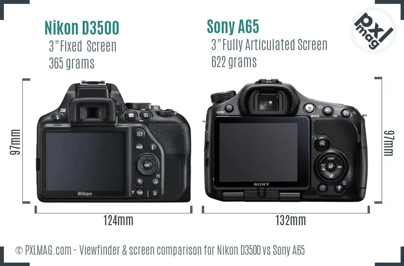 Nikon D3500 vs Sony A65 Screen and Viewfinder comparison