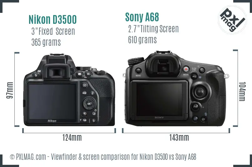 Nikon D3500 vs Sony A68 Screen and Viewfinder comparison