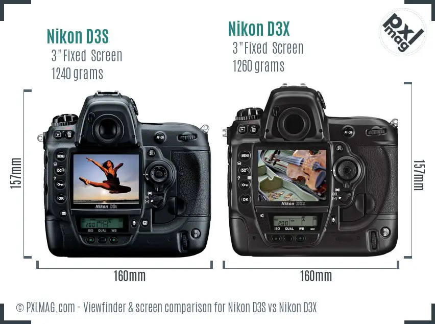 Nikon D3S vs Nikon D3X Screen and Viewfinder comparison