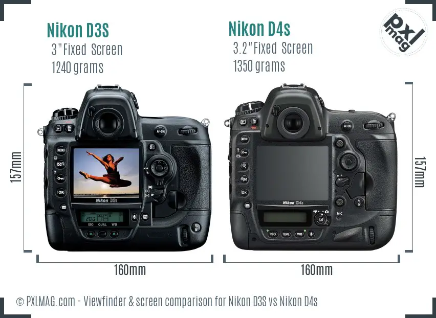 Nikon D3S vs Nikon D4s Screen and Viewfinder comparison