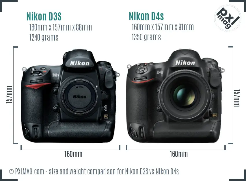 Nikon D3S vs Nikon D4s size comparison