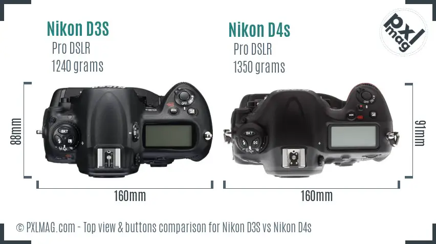 Nikon D3S vs Nikon D4s top view buttons comparison