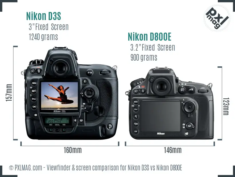 Nikon D3S vs Nikon D800E Screen and Viewfinder comparison Nikon D3S vs Nikon D800E Screen and Viewfinder comparison