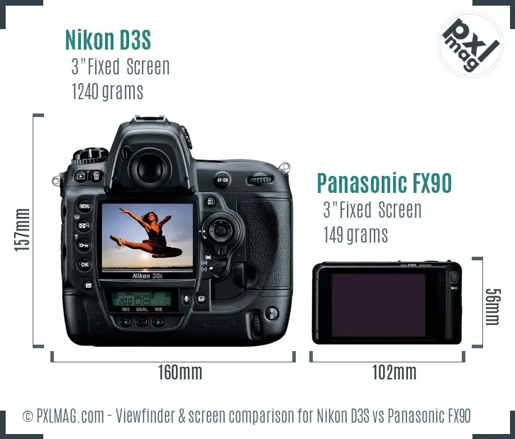 Nikon D3S vs Panasonic FX90 Screen and Viewfinder comparison