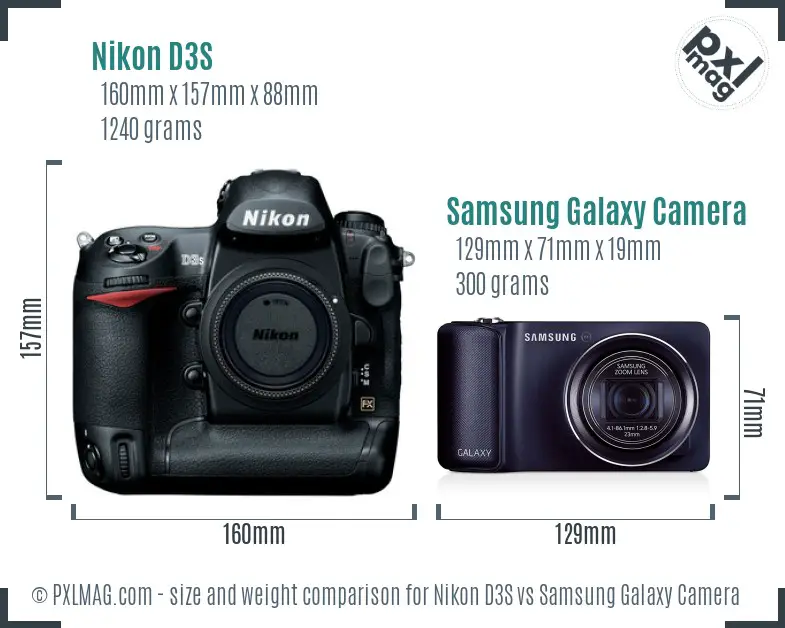 Nikon D3S vs Samsung Galaxy Camera size comparison