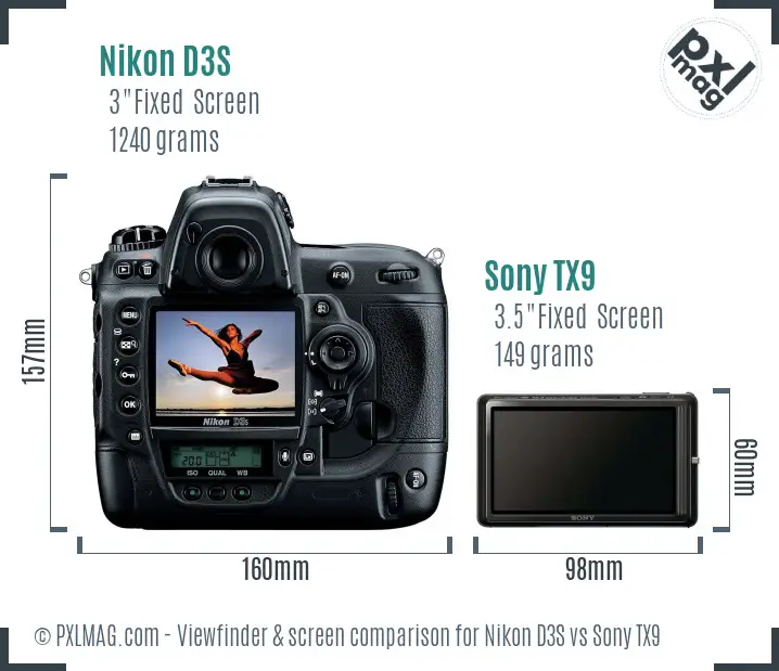 Nikon D3S vs Sony TX9 Screen and Viewfinder comparison
