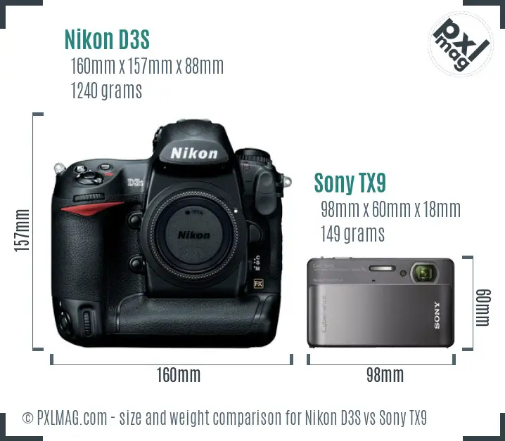 Nikon D3S vs Sony TX9 size comparison