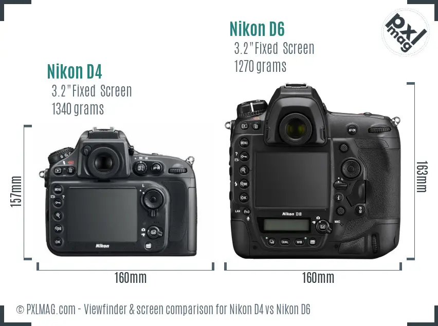 Nikon D4 vs Nikon D6 Screen and Viewfinder comparison