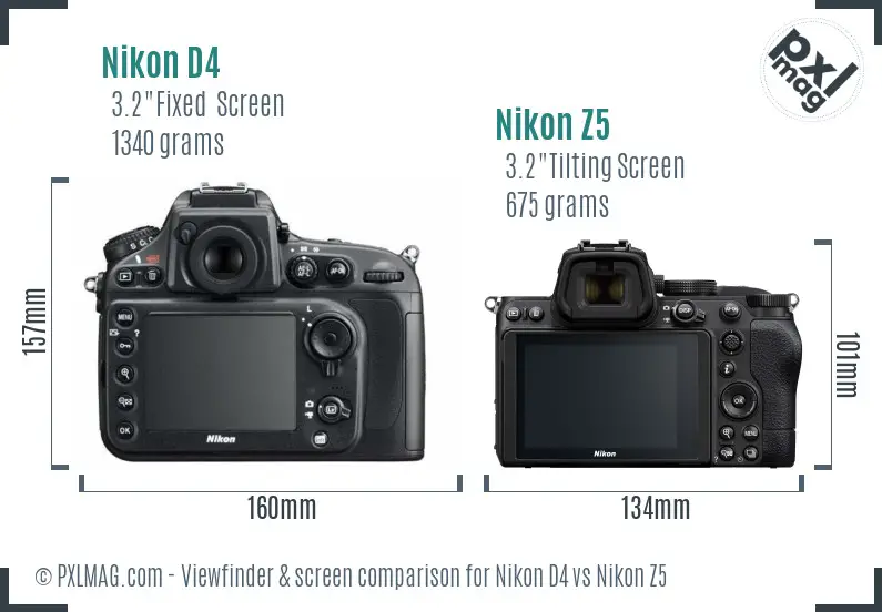 Nikon D4 vs Nikon Z5 Screen and Viewfinder comparison Nikon D4 vs Nikon Z5 Screen and Viewfinder comparison