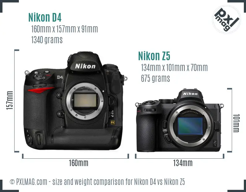 Nikon D4 vs Nikon Z5 size comparison Nikon D4 vs Nikon Z5 size comparison