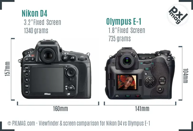 Nikon D4 vs Olympus E-1 Screen and Viewfinder comparison