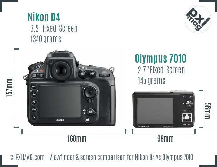 Nikon D4 vs Olympus 7010 Screen and Viewfinder comparison