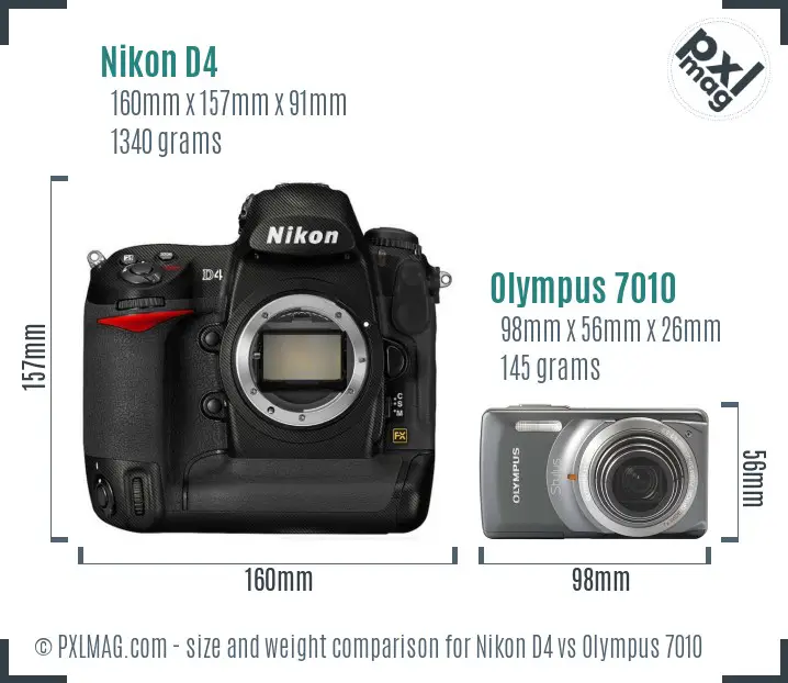 Nikon D4 vs Olympus 7010 size comparison