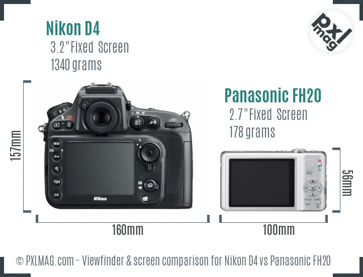 Nikon D4 vs Panasonic FH20 Screen and Viewfinder comparison