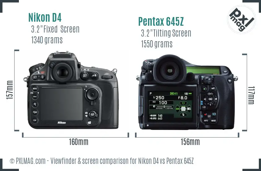 Nikon D4 vs Pentax 645Z Screen and Viewfinder comparison