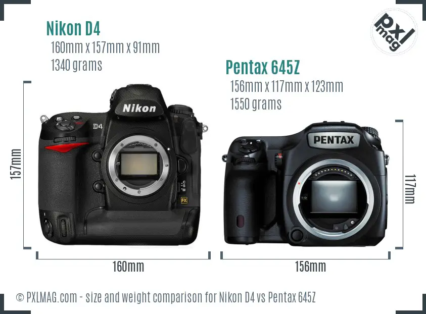 Nikon D4 vs Pentax 645Z size comparison