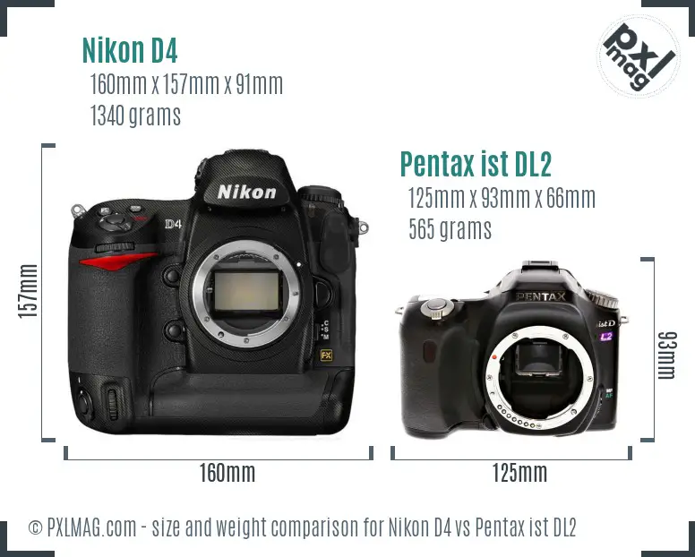 Nikon D4 vs Pentax ist DL2 size comparison