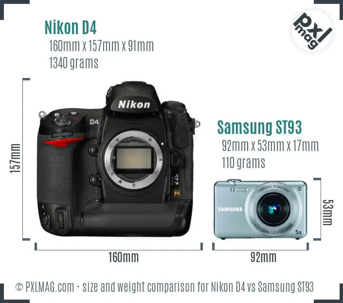 Nikon D4 vs Samsung ST93 size comparison