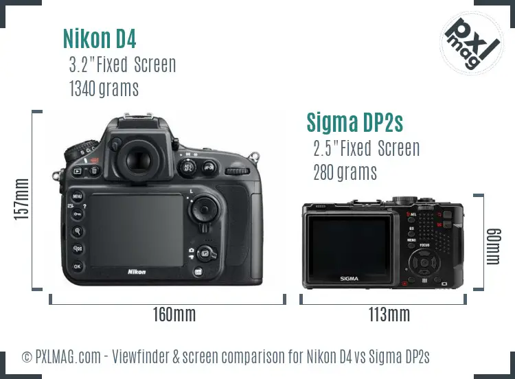 Nikon D4 vs Sigma DP2s Screen and Viewfinder comparison