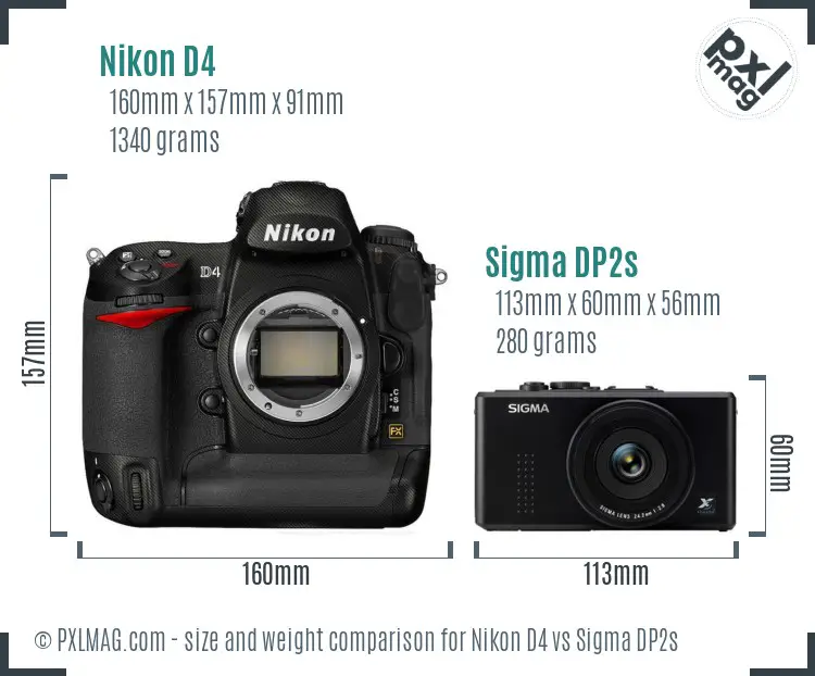 Nikon D4 vs Sigma DP2s size comparison