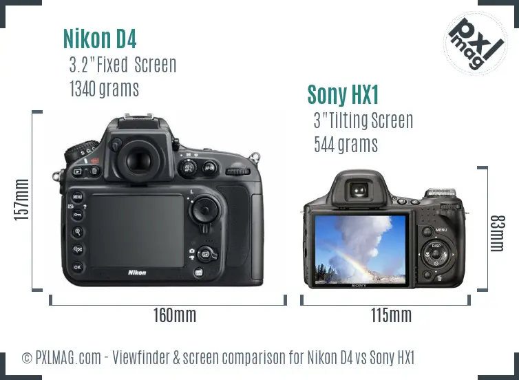 Nikon D4 vs Sony HX1 Screen and Viewfinder comparison