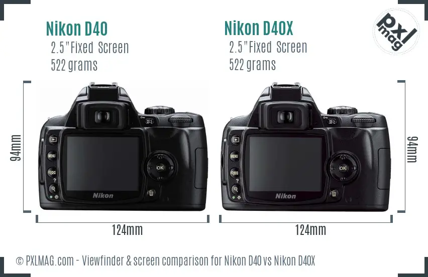 Nikon D40 vs Nikon D40X Screen and Viewfinder comparison