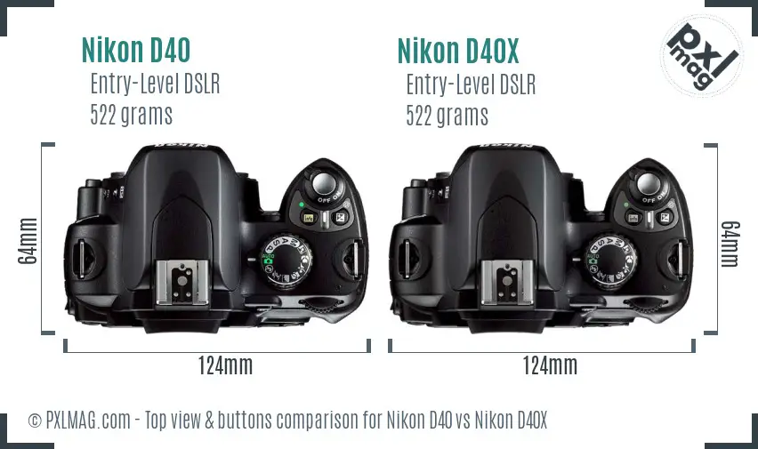 Nikon D40 vs Nikon D40X top view buttons comparison