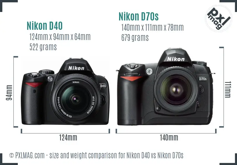 Nikon D40 vs Nikon D70s size comparison Nikon D40 vs Nikon D70s size comparison