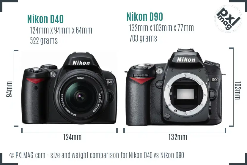 Nikon D40 vs Nikon D90 size comparison Nikon D40 vs Nikon D90 size comparison