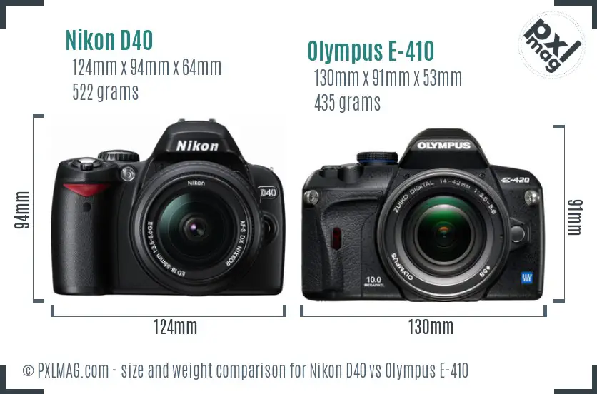 Nikon D40 vs Olympus E-410 size comparison
