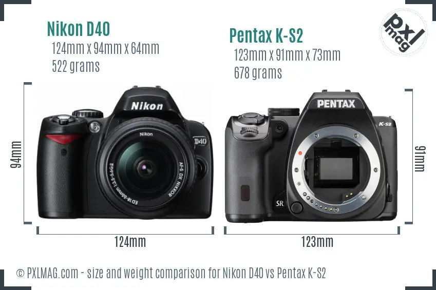 Nikon D40 vs Pentax K-S2 size comparison